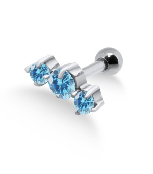 Aquamarine Triple Stones Helix Ear Piercing TIP-252s-AQ